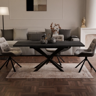 Раздвижной обеденный стол СПАЙДЕР ДСП Угольный камень/Черный 1400x800