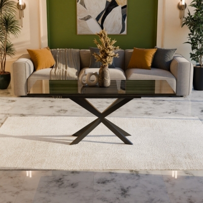 Раздвижной обеденный стол СПАЙДЕР МДФ Вяз металлический/Черный 1400x800