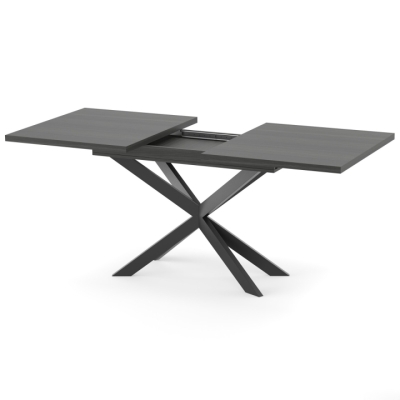 Раздвижной обеденный стол СПАЙДЕР МДФ Вяз металлический/Черный 1400x800