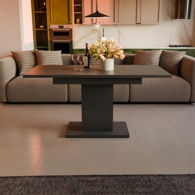 Обеденный раздвижной стол Неман ТВИСТ МДФ Серый матовый