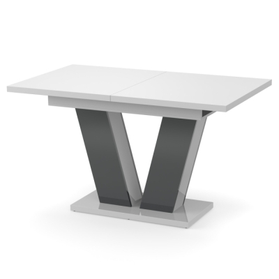Обеденный раздвижной стол Неман РОЙ МДФ Белый/Серый глянец