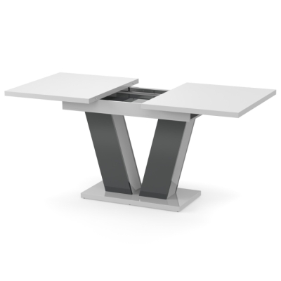 Обеденный раздвижной стол Неман РОЙ МДФ Белый/Серый глянец