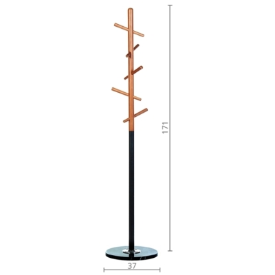 Вешалка напольная АКЛАС Инжир VKY-6014B 171x37 (Бук/металл черный)