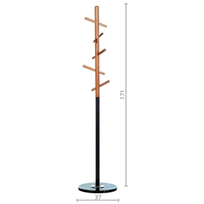 Вешалка напольная АКЛАС Инжир VKY-6014B 171x37 (Бук/металл черный)