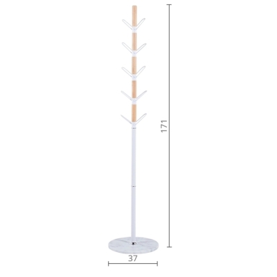 Вешалка напольная АКЛАС Тополя VKY-6015W 171x37 (Бук/металл белый)