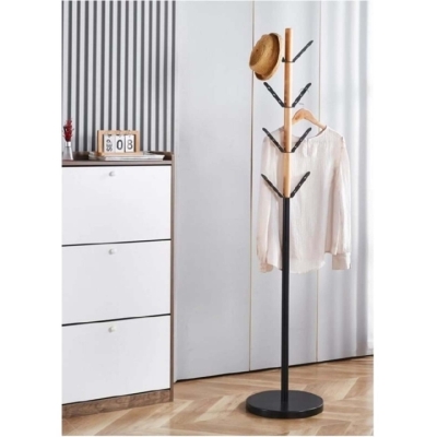 Вешалка напольная АКЛАС Лищына VKY-6039B 179x38 (Бук/металл черный)