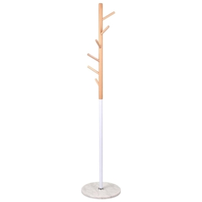 Вешалка напольная АКЛАС Осыка VKY-6009 171x37 (Бук/металл белый)