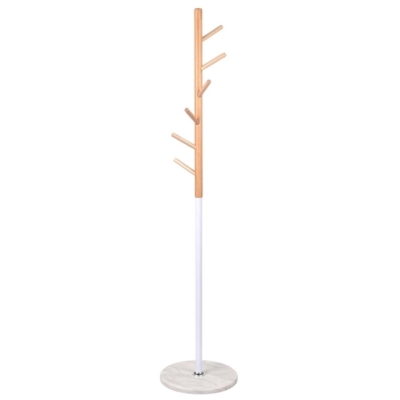 Вешалка напольная АКЛАС Осыка VKY-6009 171x37 (Бук/металл белый)