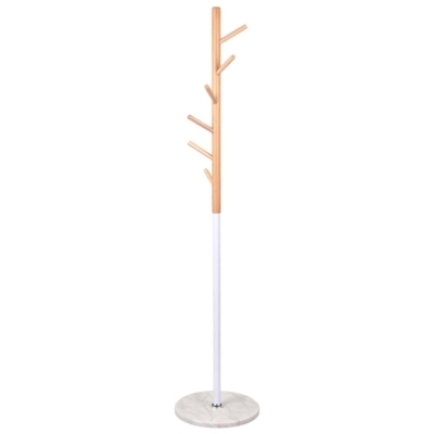 Вешалка напольная АКЛАС Осыка VKY-6009 171x37 (Бук/металл белый)