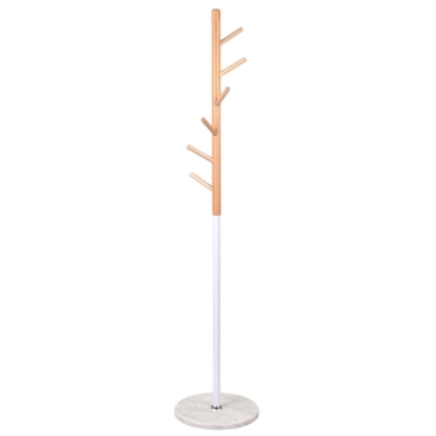 Вешалка напольная АКЛАС Осыка VKY-6009 171x37 (Бук/металл белый)
