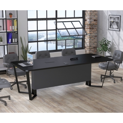 Стол для переговоров V-240 Loft Design Черный ST7 С розетками