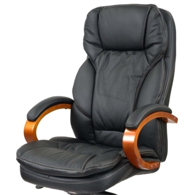 Кресло АКЛАС Тироль EX GB-236WW (Кожа LC-A Black/PU Black)