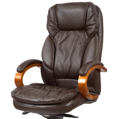 Кресло АКЛАС Тироль EX GB-236WW (Кожа LC-K Dark brown/PU Dark brown)