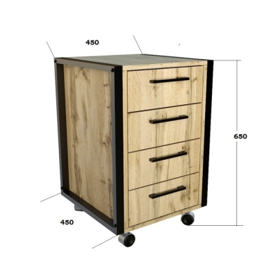  Офисная мобильная тумба лофт ТМЛГ-1 Дуб Аппалачи (450x450x650) Гамма стиль 