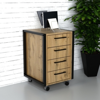 Офисная мобильная тумба лофт ТМЛГ-1 Дуб Аппалачи (450x450x650) Гамма стиль