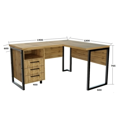  Офисный стол лофт СУЛГ-3 Дуб Аппалачи (1400x1200x765) Дуб Аппалачи Гамма стиль 