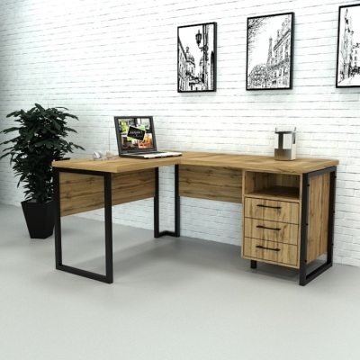  Офисный стол лофт СУЛГ-3 Дуб Аппалачи (1400x1200x765) Дуб Аппалачи Гамма стиль 