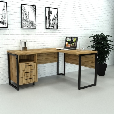 Офисный стол лофт СУЛГ-3 Дуб Аппалачи (1400x1200x765) Дуб Аппалачи Гамма стиль