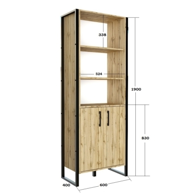  Офисный шкаф лофт ШЛГ-2 Дуб Аппалачи (800x400x1900) Гамма стиль 