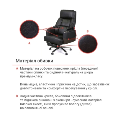 Кресло АКЛАС Осавул (Кожа LC-A Black/PU Black)