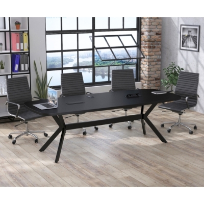 Стол для переговоров Академия Loft Design Антрацит С розетками