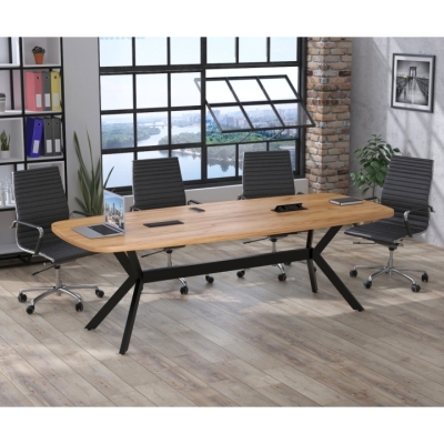 Стол для переговоров Академия Loft Design Дуб Крафт золотой С розетками