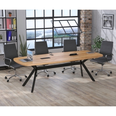 Стол для переговоров Академия Loft Design Дуб Крафт золотой С розетками