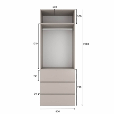 Шкаф распашной комбинированный с антресолью №10 Art in Head Light 1600х2600х500 Дуб Сонома светлая (A2LTK01013000000)