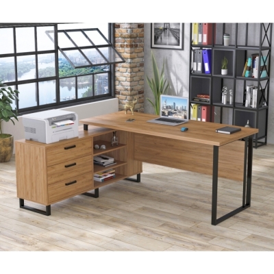 Стол руководителя Нотариус Loft Design Дуб Крафт золотой
