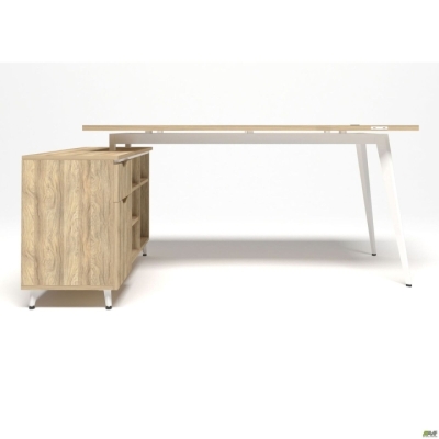 Рабочее место+USB Delta DL-100L (1790х1200х750мм) Блэквуд Ячменный/Каркас белый/Опора белый беж