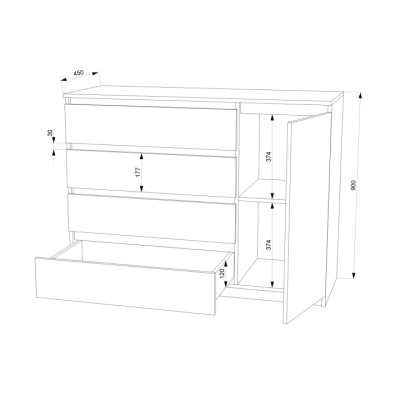 Комод FLASHNIKA 24 (МДФ) (1200мм x 450мм x 944мм)